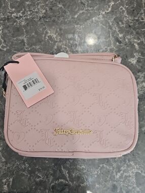 Juicy Couture Light Pink Embossed Camera Bag with Gold Logo